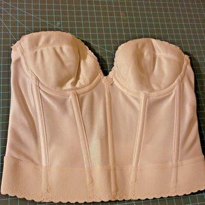 Vtg adonna for JCPenney 34B Strapless Longline Bra Bustier 2341 White Union Tag